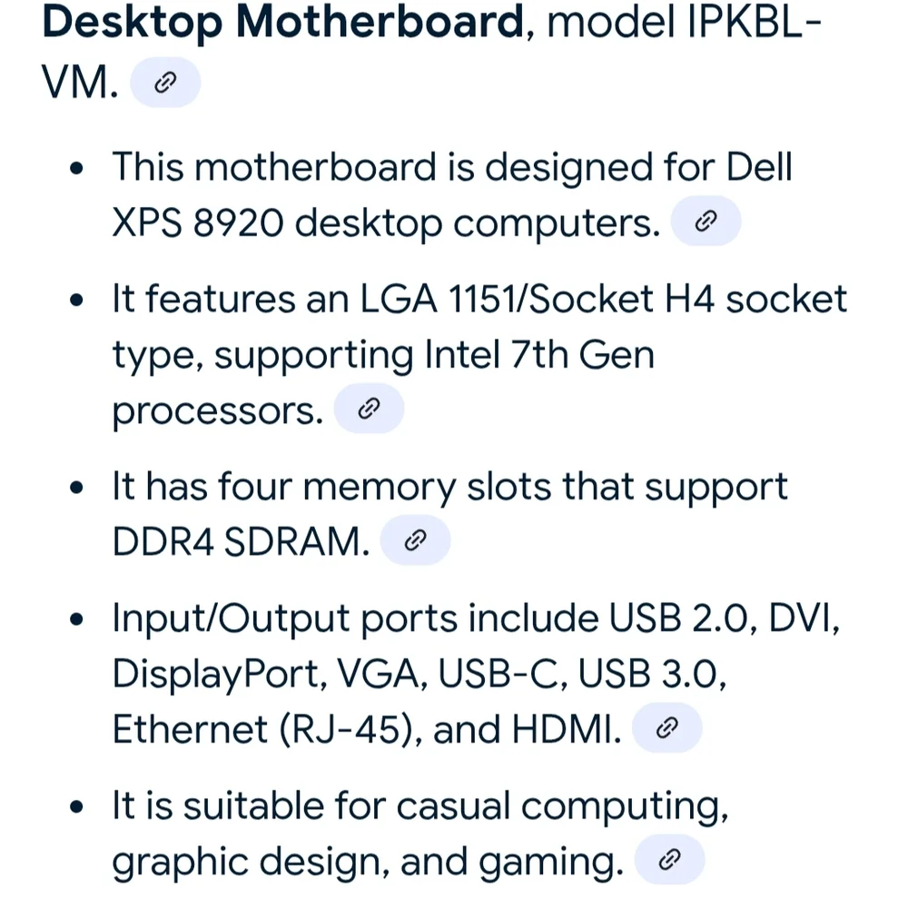 Dell XPS 8920 Motherboard *NOT WORKING* for Parts